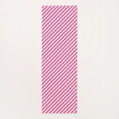 Diagonal pink and white stripes pattern ヨガマット (裏面)