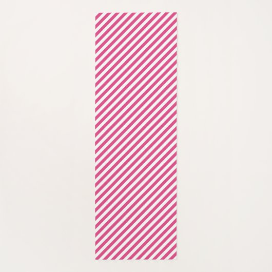 Diagonal pink and white stripes pattern ヨガマット (裏面)