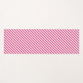 Diagonal pink and white stripes pattern ヨガマット (正面(横))