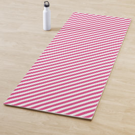 Diagonal pink and white stripes pattern ヨガマット