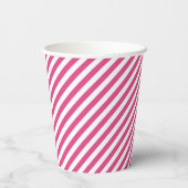 Diagonal pink and white stripes pattern 紙コップ (裏面)