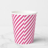 Diagonal pink and white stripes pattern 紙コップ (右)