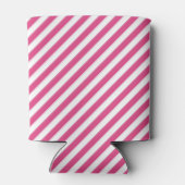 Diagonal pink and white stripes pattern 缶クーラー (裏面)