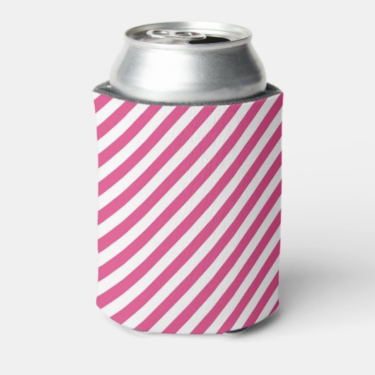 Diagonal pink and white stripes pattern 缶クーラー (缶裏面)