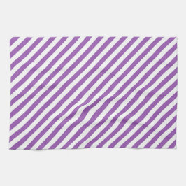 Diagonal purple and white stripes pattern キッチンタオル