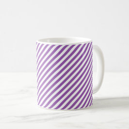Diagonal purple and white stripes pattern コーヒーマグカップ