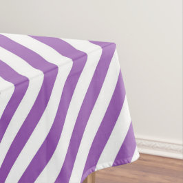 Diagonal purple and white stripes pattern テーブルクロス