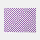Diagonal purple and white stripes pattern ドアマット (正面)