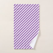 Diagonal purple and white stripes pattern バスタオルセット (ハンドタオル)