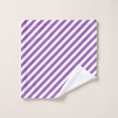 Diagonal purple and white stripes pattern バスタオルセット (ウォッシュタオル)