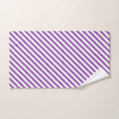 Diagonal purple and white stripes pattern バスタオルセット (ハンドタオル)