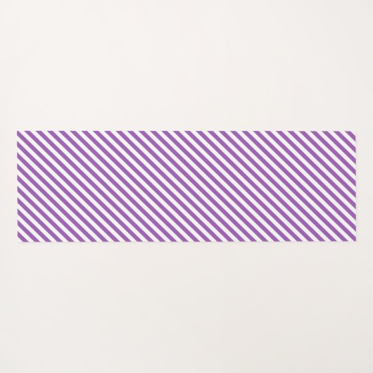 Diagonal purple and white stripes pattern ヨガマット (裏面(横))