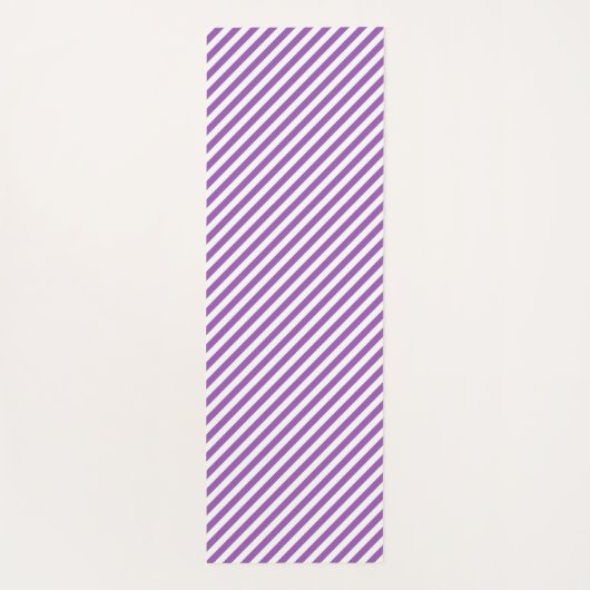 Diagonal purple and white stripes pattern ヨガマット (裏面)