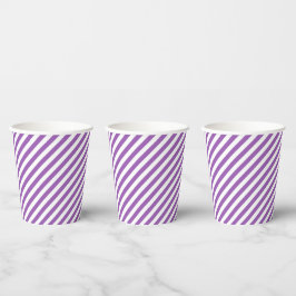 Diagonal purple and white stripes pattern 紙コップ