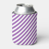 Diagonal purple and white stripes pattern 缶クーラー (缶正面)