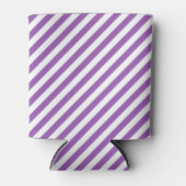 Diagonal purple and white stripes pattern 缶クーラー (正面)