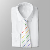 Diagonal Rainbow Thin Stripe White ネクタイ (タイ)