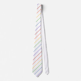 Diagonal Rainbow Thin Stripe White ネクタイ