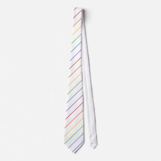 Diagonal Rainbow Thin Stripe White ネクタイ