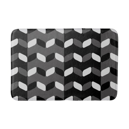 Diagonal Rectangles Black Dark Gray バスマット (正面)