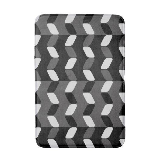Diagonal Rectangles Black Dark Gray バスマット (正面縦)