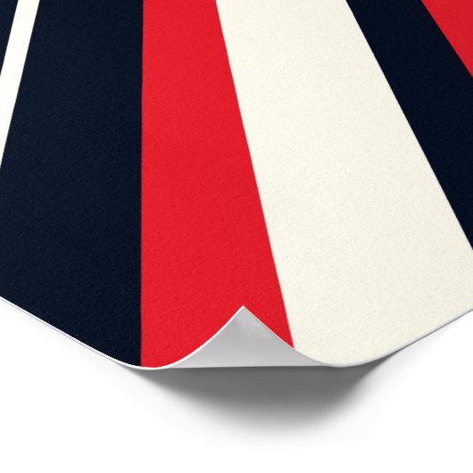 Diagonal Red and Black Stripes on light Beige  ポスター (角)