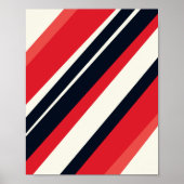 Diagonal Red and Black Stripes on light Beige  ポスター (正面)