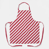 Diagonal red and white stripes pattern エプロン (正面)