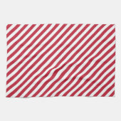 Diagonal red and white stripes pattern キッチンタオル (横)