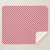 Diagonal red and white stripes pattern シェルパブランケット (正面(横))