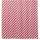Diagonal red and white stripes pattern シャワーカーテン (正面)