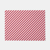 Diagonal red and white stripes pattern ドアマット (正面)