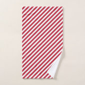 Diagonal red and white stripes pattern バスタオルセット (ハンドタオル)
