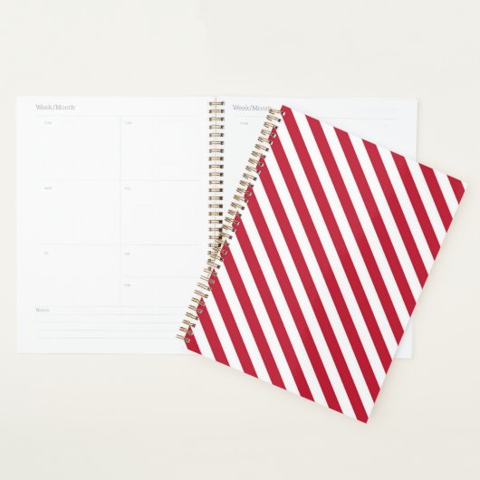 Diagonal red and white stripes pattern プランナー手帳 (ディスプレー)