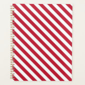 Diagonal red and white stripes pattern プランナー手帳 (正面)