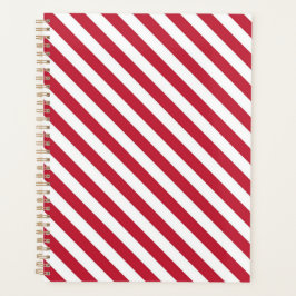 Diagonal red and white stripes pattern プランナー手帳