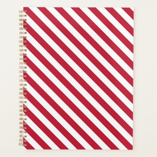 Diagonal red and white stripes pattern プランナー手帳 (正面)