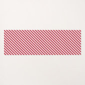 Diagonal red and white stripes pattern ヨガマット (裏面(横))