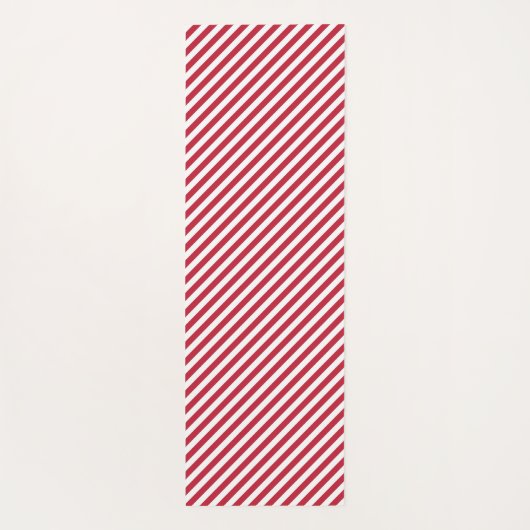 Diagonal red and white stripes pattern ヨガマット (裏面)