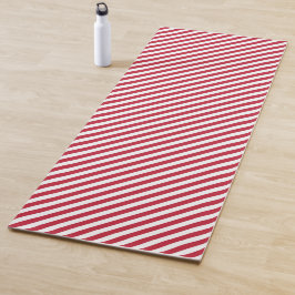 Diagonal red and white stripes pattern ヨガマット