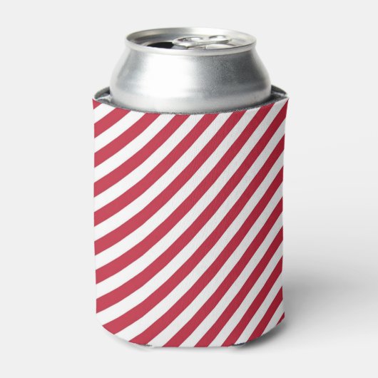 Diagonal red and white stripes pattern 缶クーラー (缶正面)