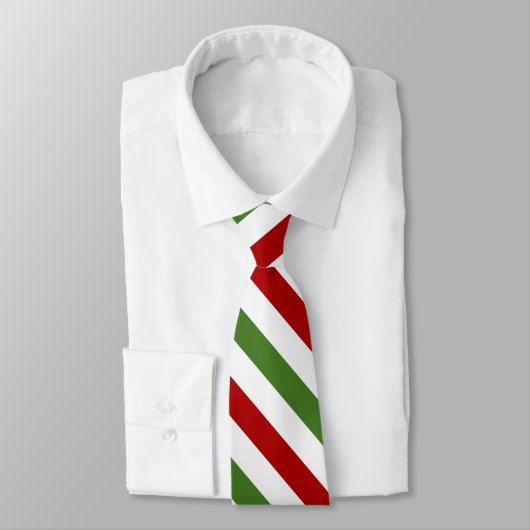 Diagonal Red, White and Green Stripes ネクタイ (タイ)