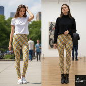 Diagonal Stripe Gold Silver Metallic Glossy レギンス