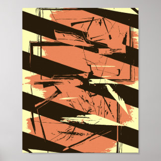 Diagonal Stripes and Fragmented Shapes ポスター