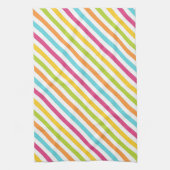 Diagonal stripes in vibrant colors キッチンタオル (縦)