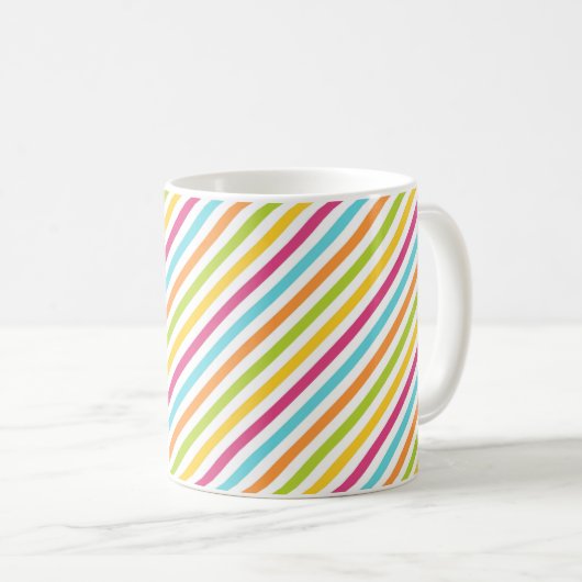 Diagonal stripes in vibrant colors コーヒーマグカップ (正面右)