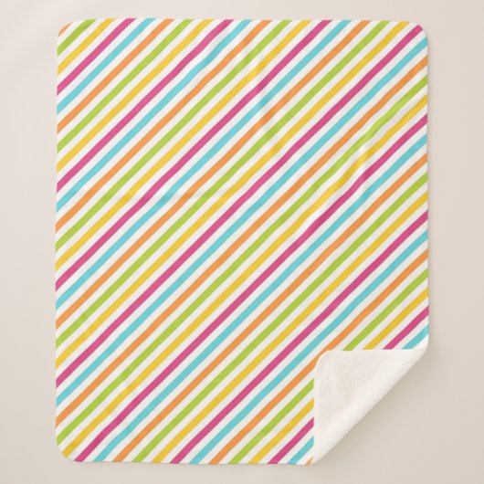 Diagonal stripes in vibrant colors シェルパブランケット (正面)