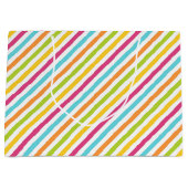 Diagonal stripes in vibrant colors ラージペーパーバッグ (正面)