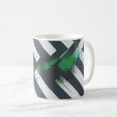 Diagonal Stripes with Green Paint Splashes コーヒーマグカップ (正面右)