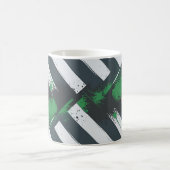 Diagonal Stripes with Green Paint Splashes コーヒーマグカップ (中央)